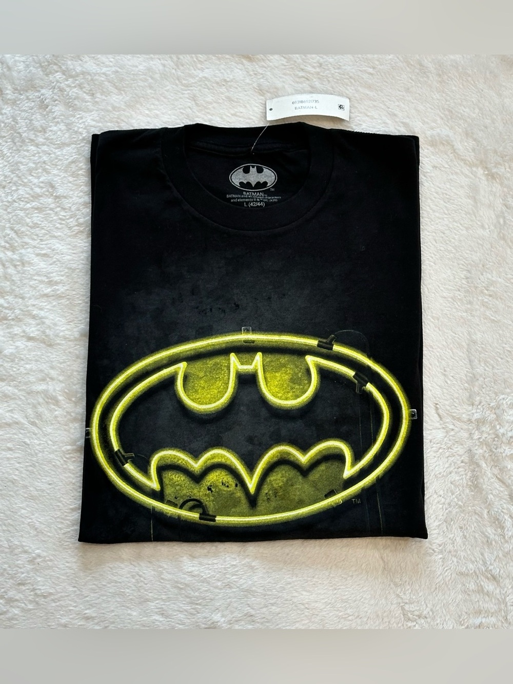 NWT DC Comics Batman Neon Sign Logo T-Shirt Black Mens Large L 2020 Bioworld